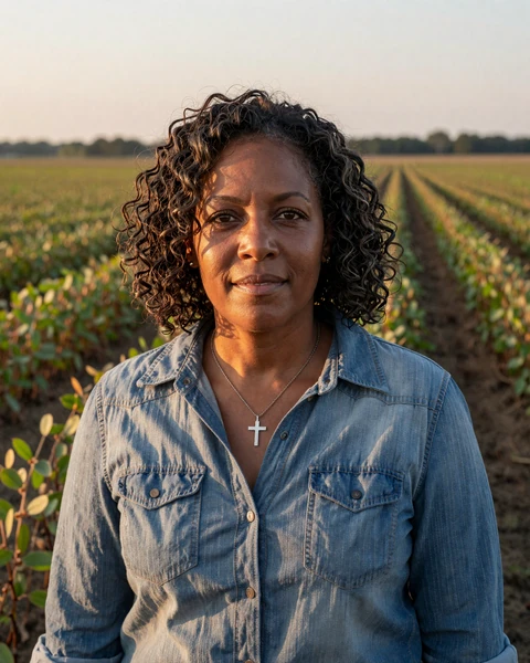 Portrait of LaToya, a 49-year-old farmer from Jackson, TN
