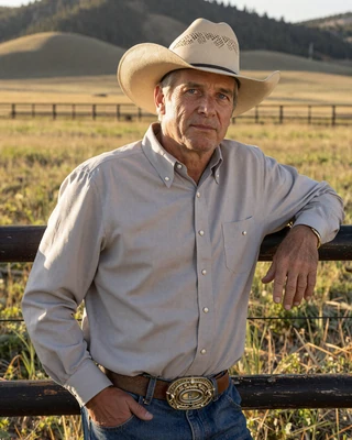 Portrait of Wade, a 57-year-old farmer from Miles City, MT