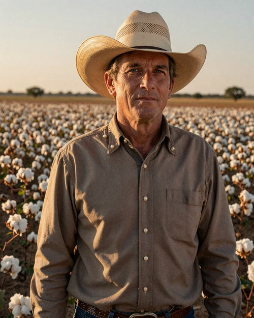 Portrait of Wyatt, a 56-year-old farmer from Lubbock, TX