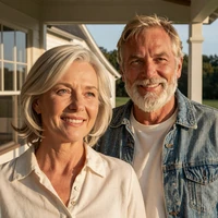 Golden-hour photo of Margaret & Klaus