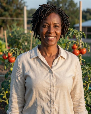 Portrait of Denise, a 48-year-old farmer from Tuskegee, AL
