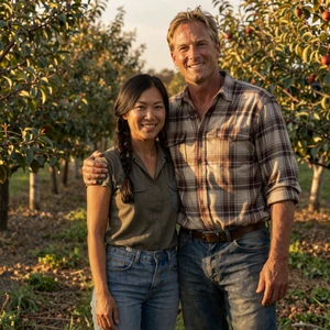Golden-hour photo of Emiko & Nathan