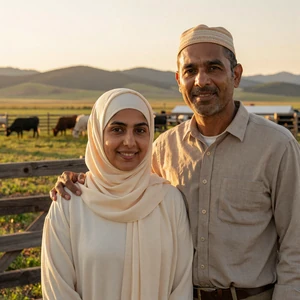 Golden-hour photo of Zainab & Rashid