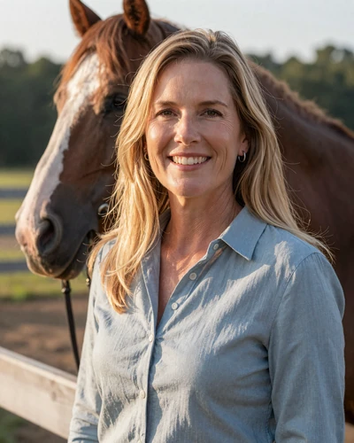 Portrait of Lorrie, a 52-year-old farmer from Statesville, NC