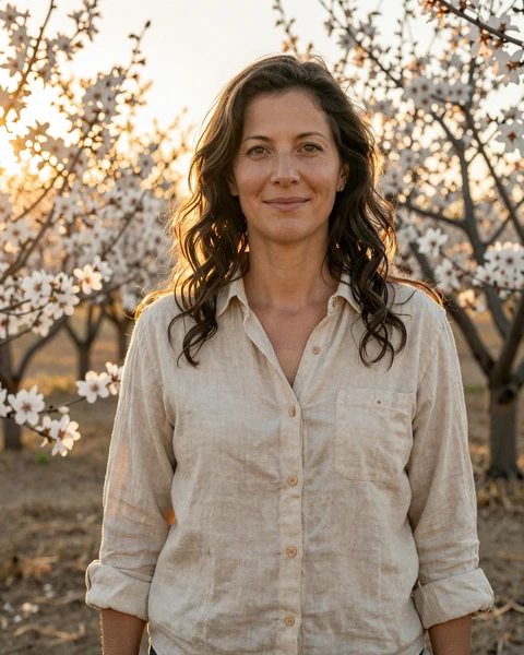 Portrait of Rachel, a 47-year-old farmer from Fresno, California