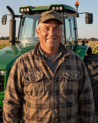Portrait of Dale, a 59-year-old farmer from Eau Claire, WI