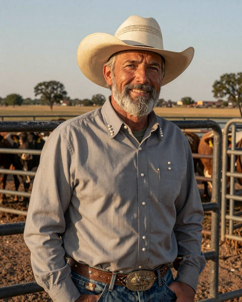 Portrait of Daniel, a 58-year-old farmer from Amarillo, Texas