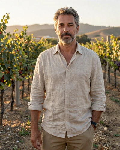 Portrait of Gianni, a 58-year-old farmer from Sonoma County, CA
