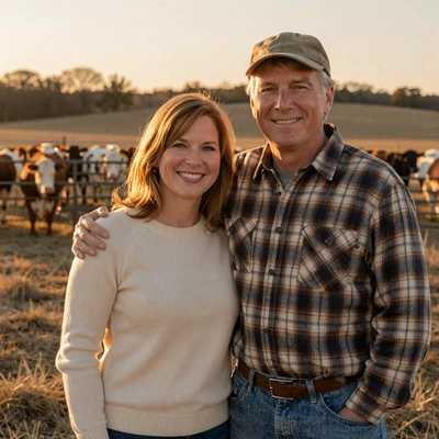 Golden-hour photo of Brenda & Roger