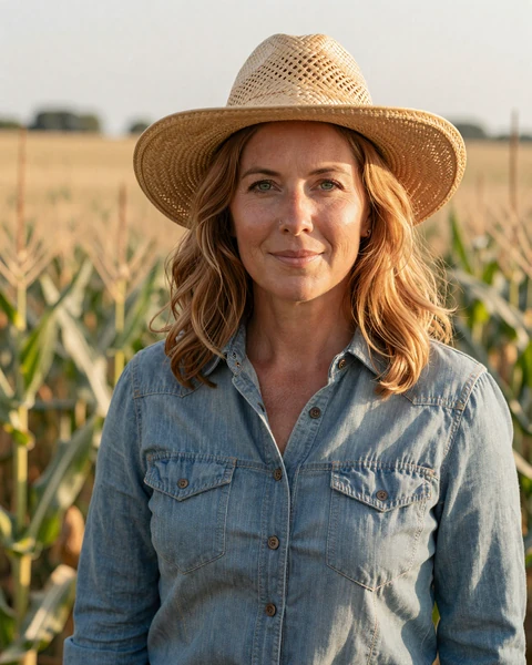 Portrait of Sarah, a 54-year-old farmer from Cedar Rapids, Iowa