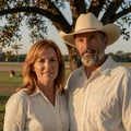Golden-hour photo of Laura & Gary