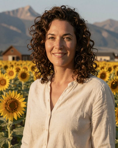 Portrait of Sarah, a 47-year-old farmer from Boulder County, CO