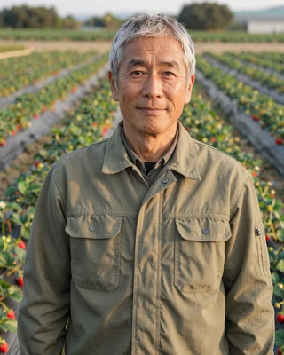 Portrait of Kenji, a 61-year-old farmer from Watsonville, CA