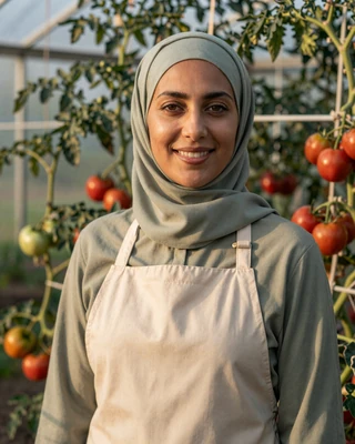Portrait of Amina, a 47-year-old farmer from Dearborn, MI