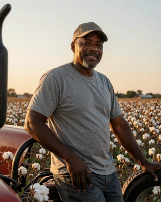 Portrait of Reggie, a 46-year-old farmer from Tunica, MS