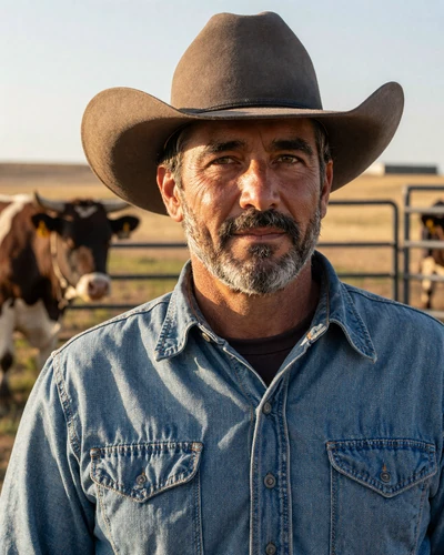 Portrait of Samuel, a 55-year-old farmer from Weld County, CO