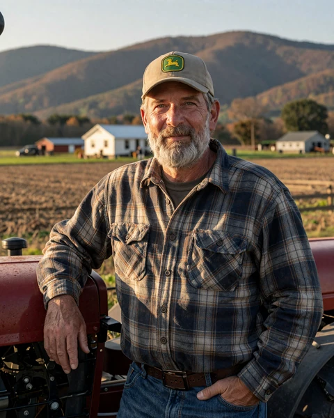 Portrait of Cal, a 58-year-old farmer from Greeneville, TN