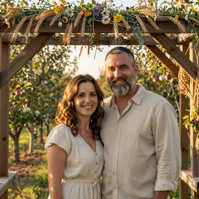 Golden-hour photo of Rebecca & David