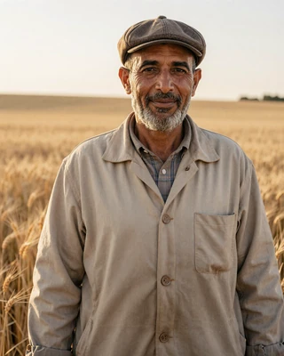 Portrait of Kareem, a 61-year-old farmer from Fargo, ND