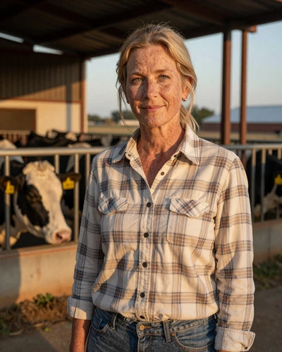 Portrait of Dawn, a 54-year-old farmer from Tulare, CA