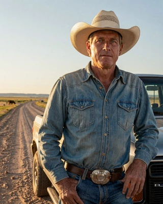 Portrait of Earl, a 59-year-old farmer from Lubbock, TX