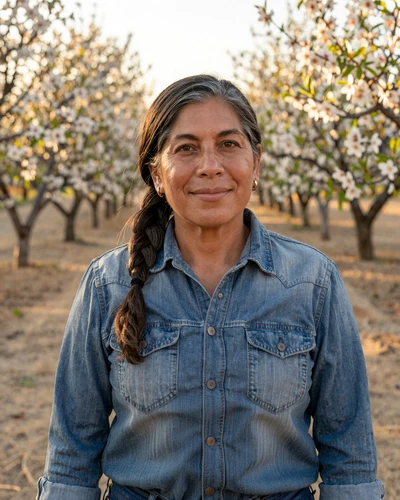 Portrait of Marisol, a 51-year-old farmer from Modesto, CA