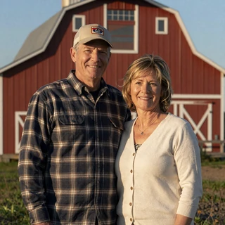 Golden-hour photo of Dave & Joanne