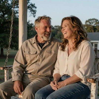 Golden-hour photo of Hank & Denise